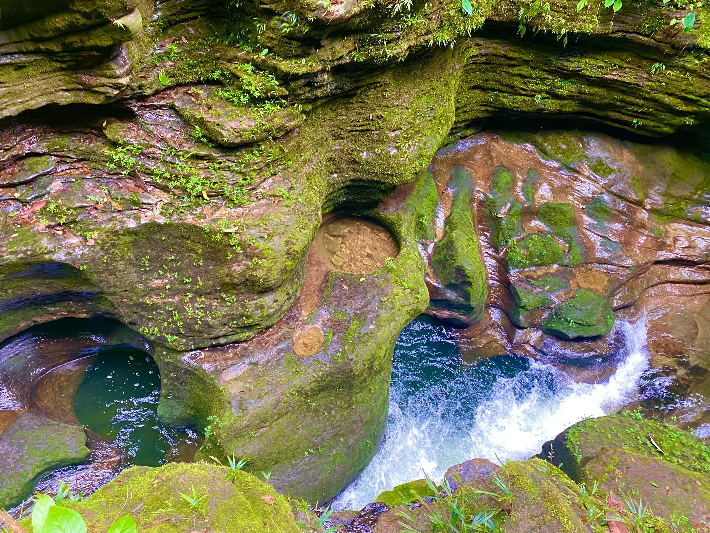 Vasos de roca y agua turquesa en el cañón