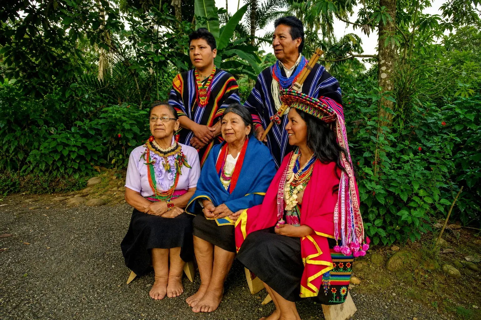 Abuelos y abuelas de la familia indígena kamëntsá